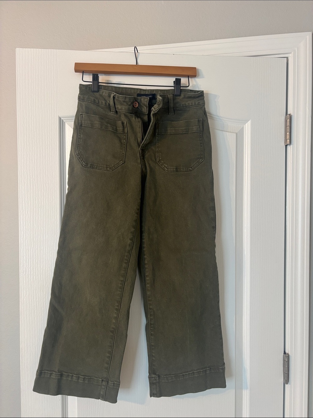 The Marine Comfort Stretch Cropped Wide Leg Jeans in Fatigue